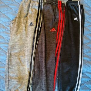 Adidas Kids Joggers - Gray, Dark Gray, Black with Stripes